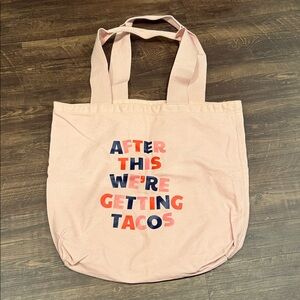 Pink Tote Bag with Fun Text Design